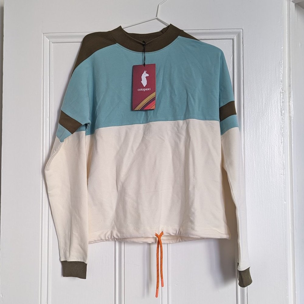 Cotopaxi Bandera Sporty Vibes Women's Sweatshirt, S, in sea glass and bone